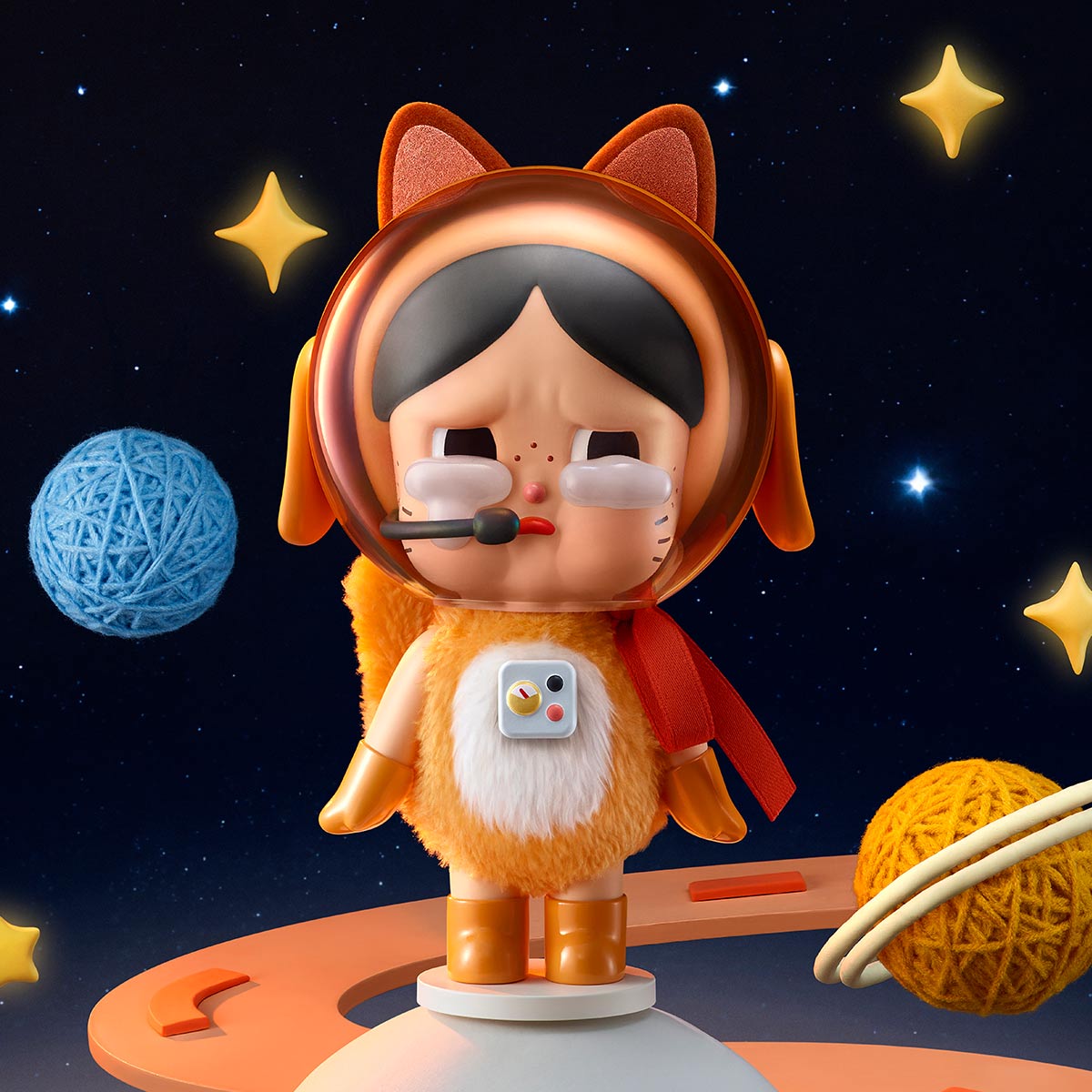 Crybaby Space Cat Figurine-Orange - POP MART (United States)
