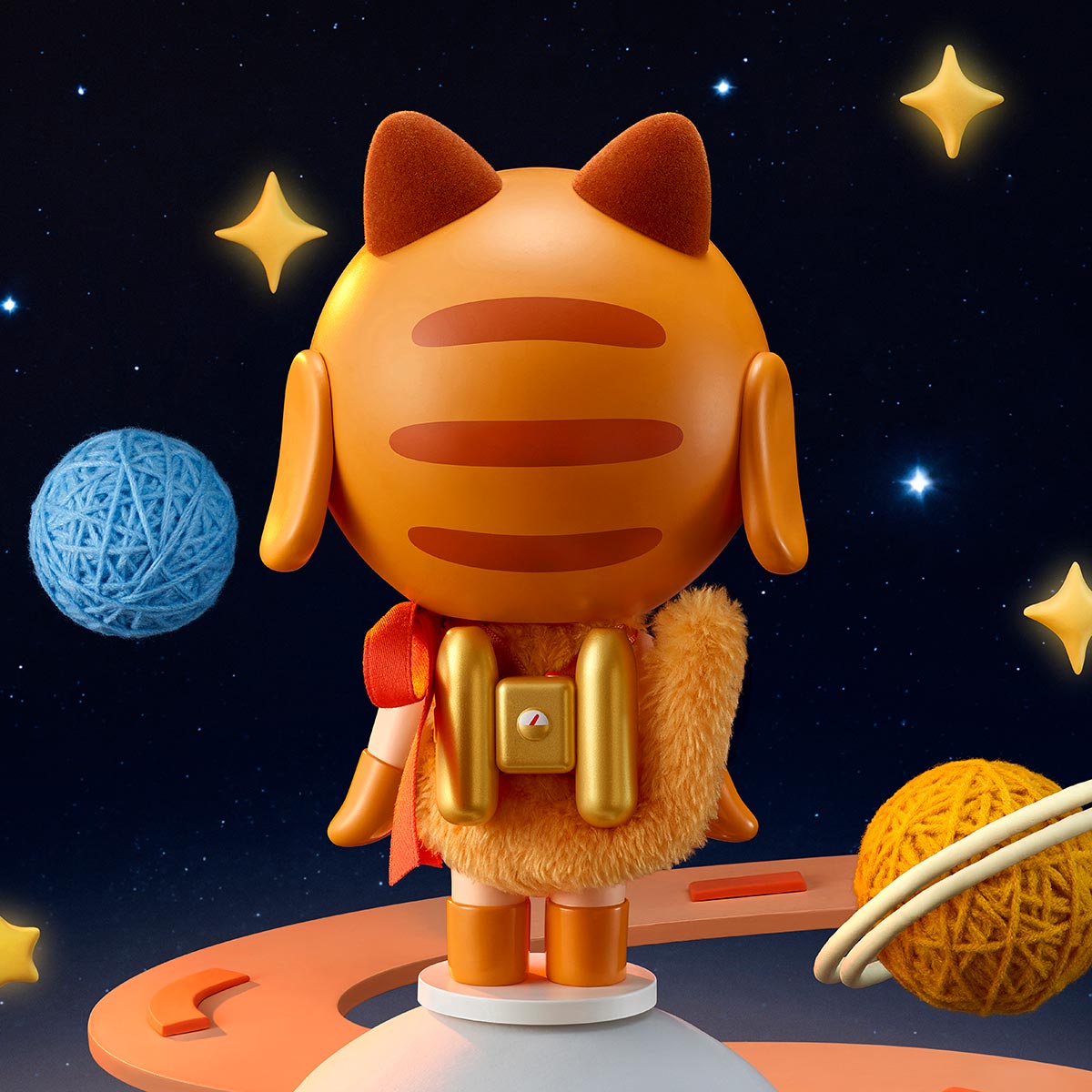 Crybaby Space Cat Figurine-Orange - POP MART (United States)
