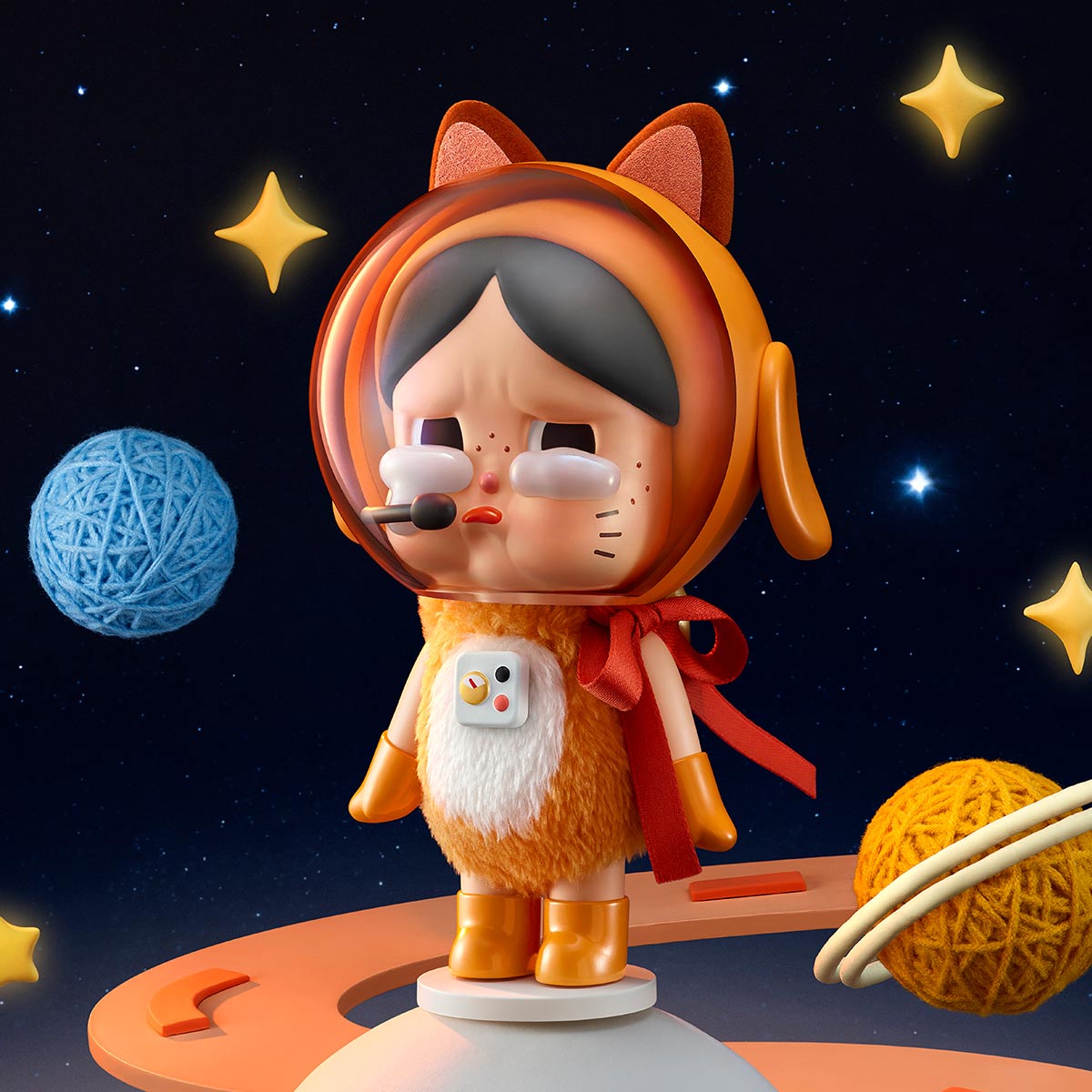 Crybaby Space Cat Figurine-Orange - POP MART (United States)