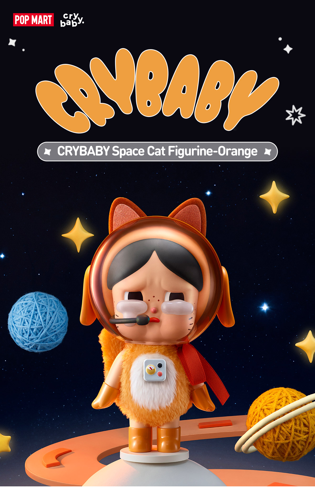 その他 POP MART CRYBABY space cat orange Crybaby Space Cat Figurine-Orange - POP MART (United States)