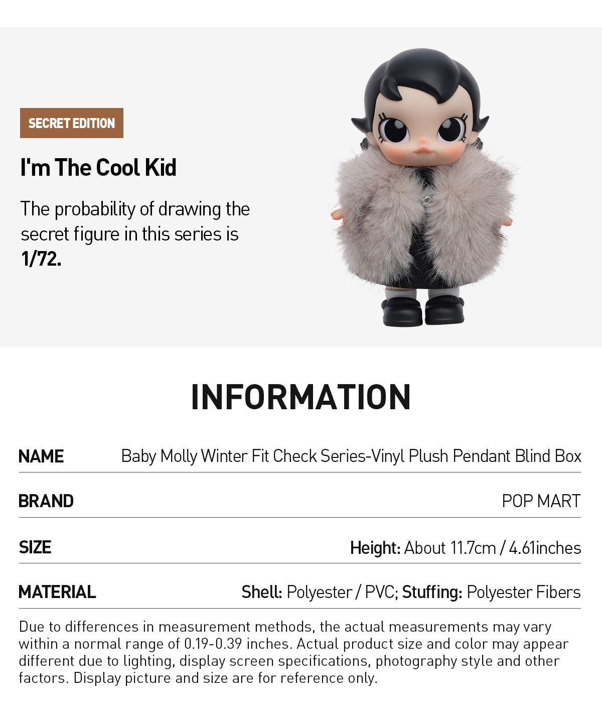 POP NOW:Baby Molly Winter Fit Check Series-Vinyl Plush Pendant