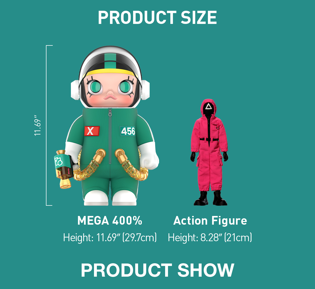 MEGA SPACE MOLLY 400% + Action Figure Squid Game Set - POP MART