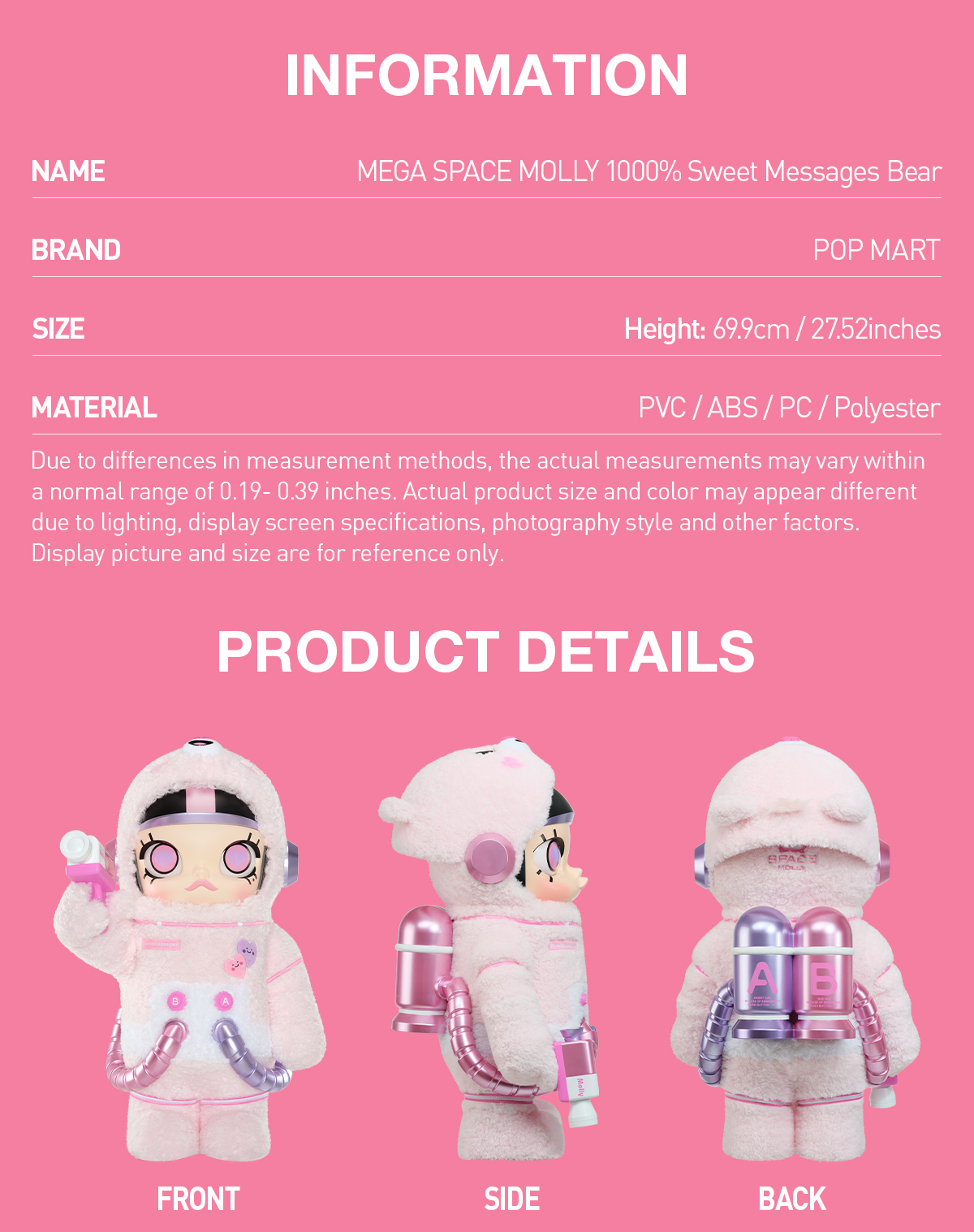 MEGA SPACE MOLLY 1000% Sweet Messages Bear - POP MART (United States)