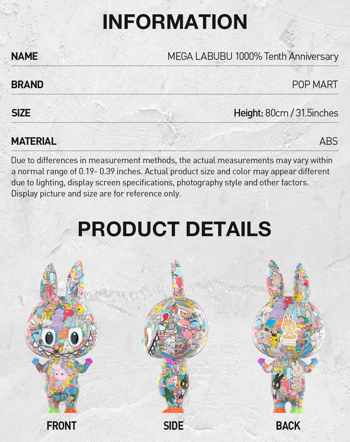 MEGA LABUBU 1000% Tenth Anniversary - POP MART (United States)