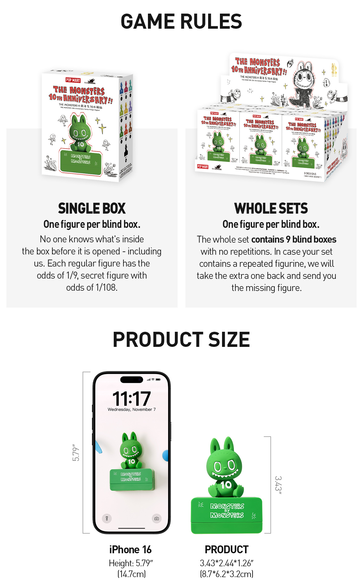 THE MONSTERS 10th Anniversary Series Fridge Magnet - POP MART