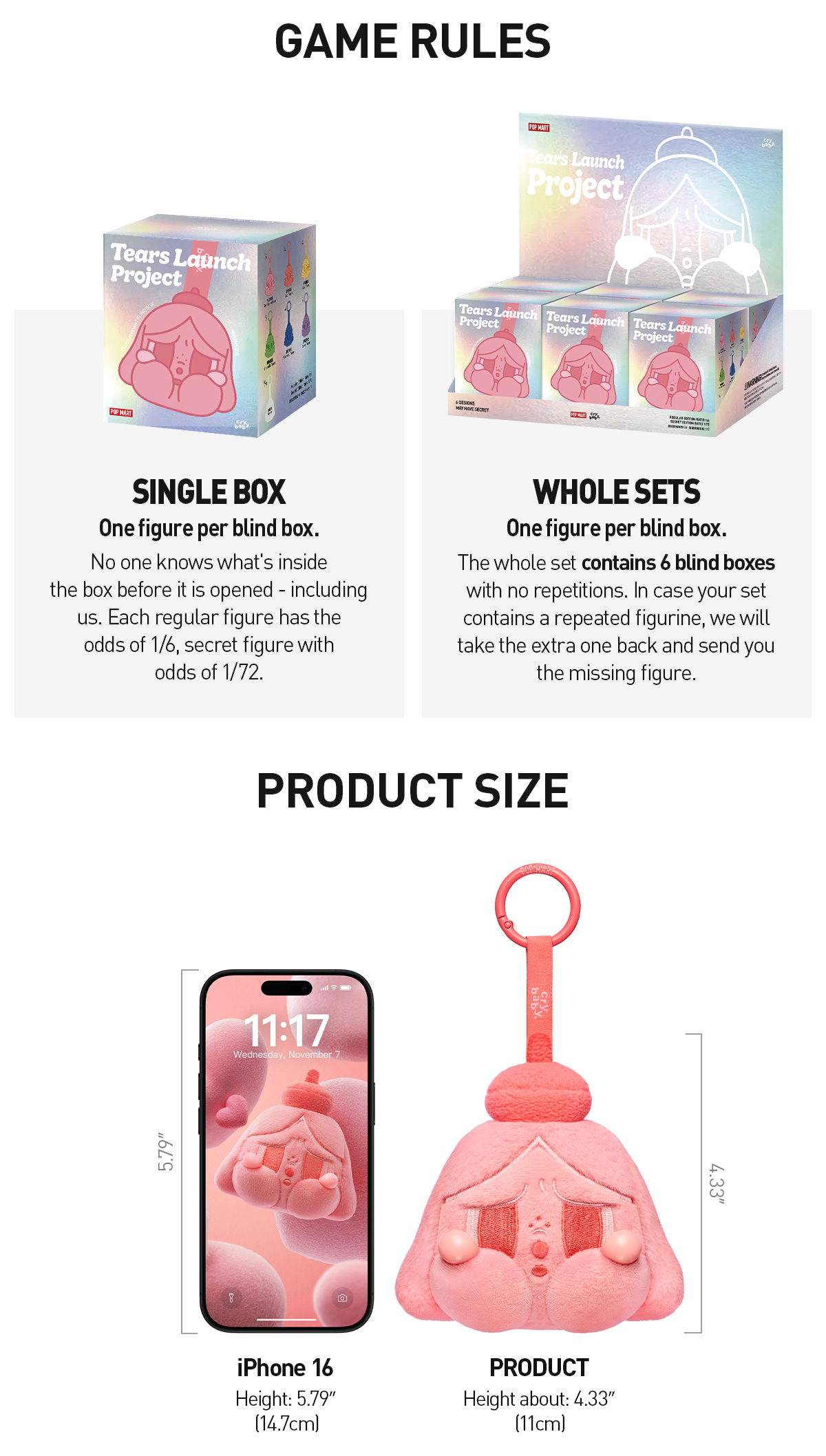 POP NOW:CRYBABY Tears Launch Project Series-Plush Pendant Blind