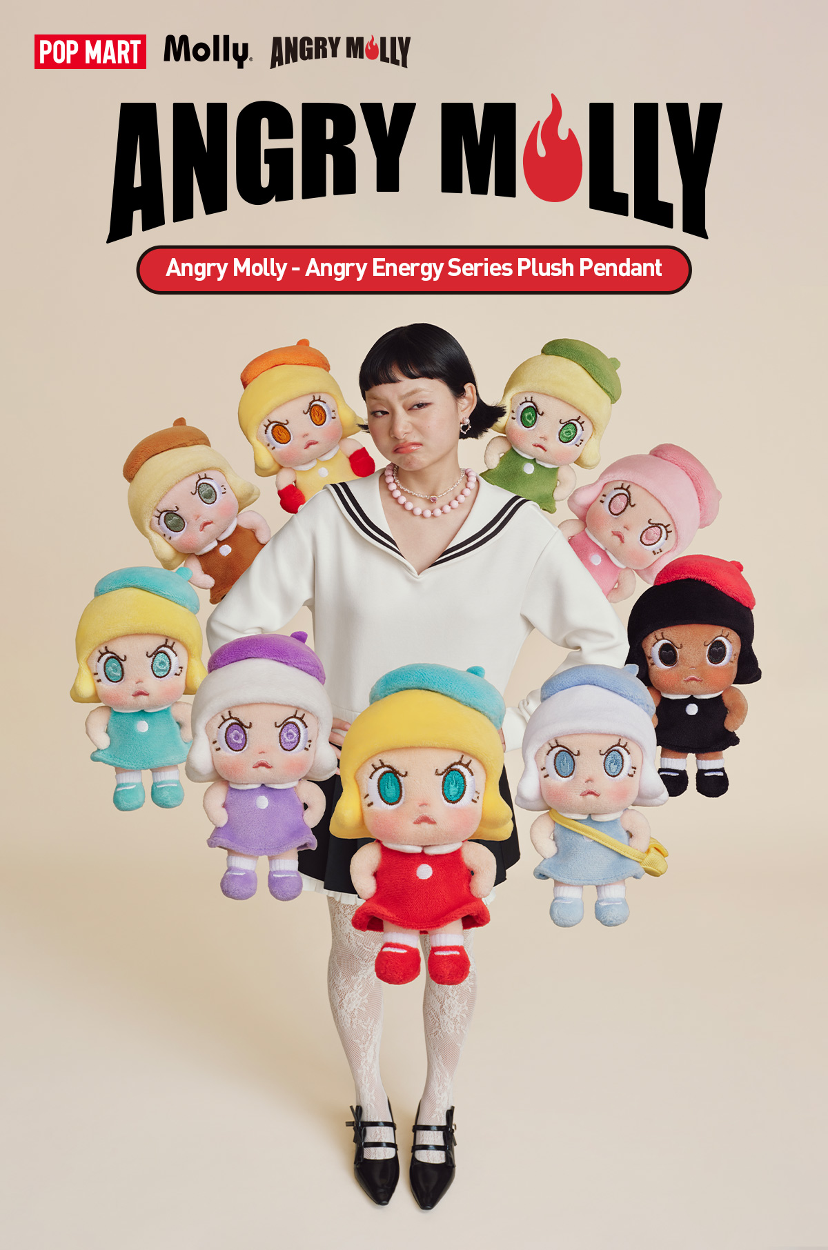 Angry Molly Angry Energy シリーズ ぬいぐるみペンダント Angry Molly Mood Blossom Series Plush Toy - POP MART (United States)