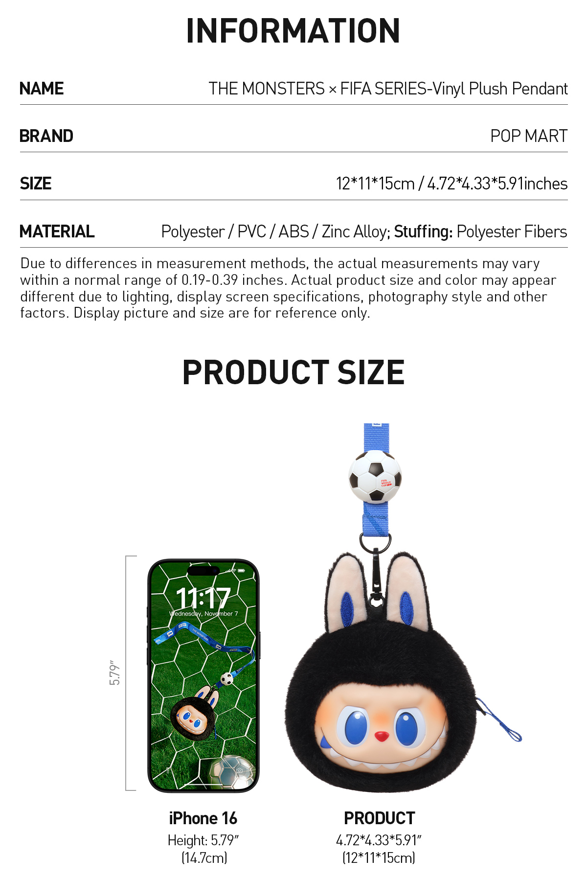 THE MONSTERS × FIFA SERIES-Vinyl Plush Pendant - POP MART (United