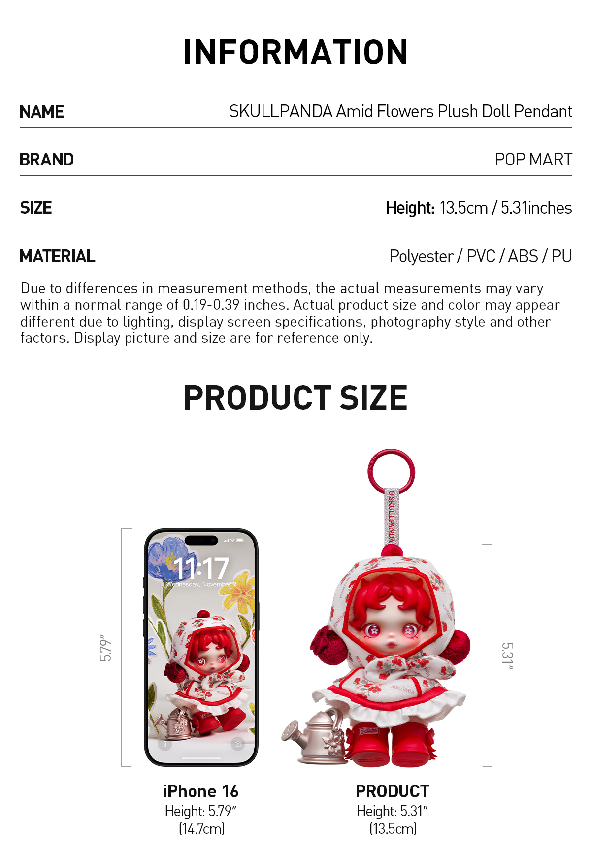 SKULLPANDA Amid Flowers Plush Doll Pendant - POP MART (United States)