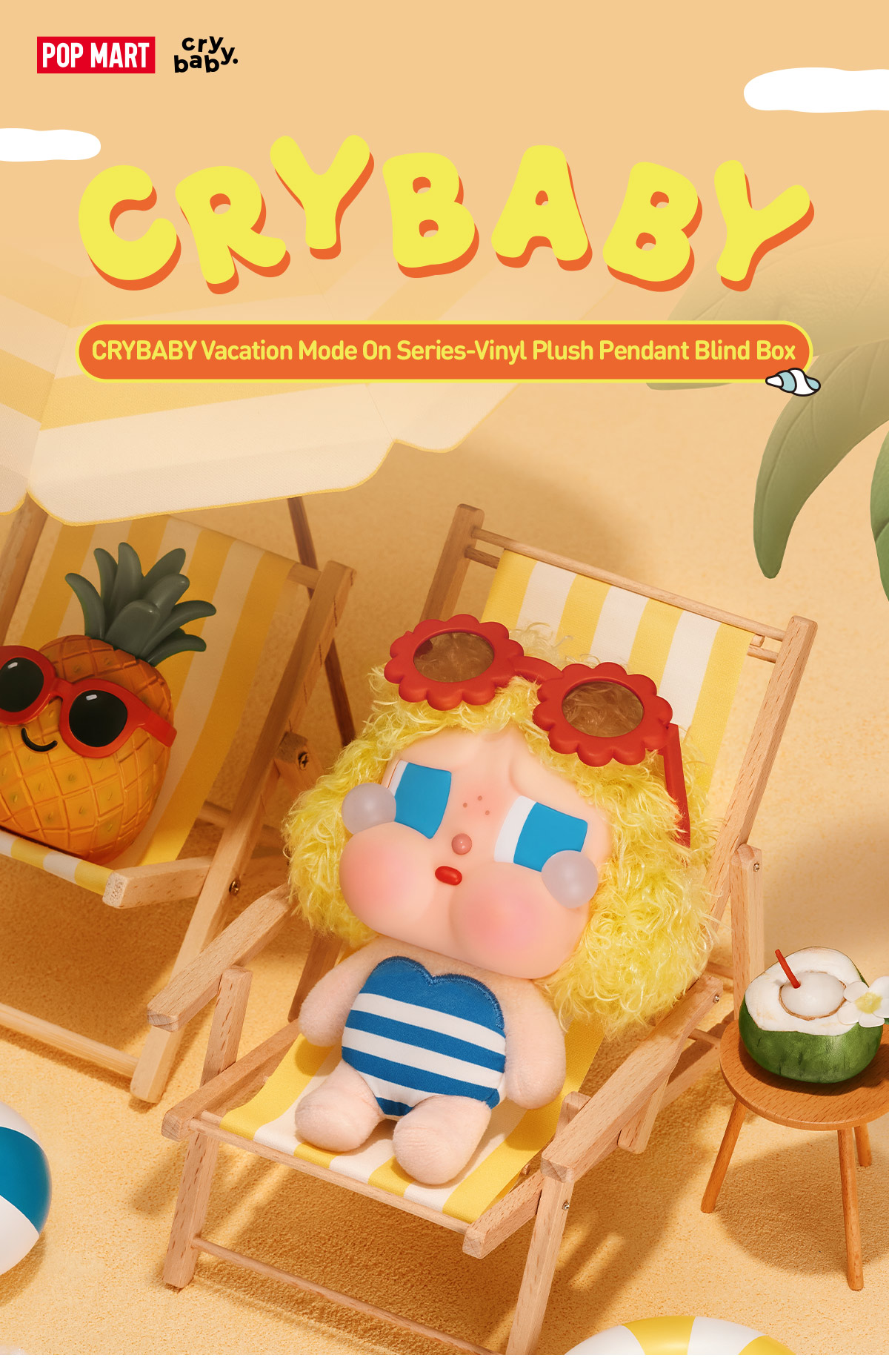 CRYBABY Vacation Mode On Series-Vinyl Plush Pendant Blind Box