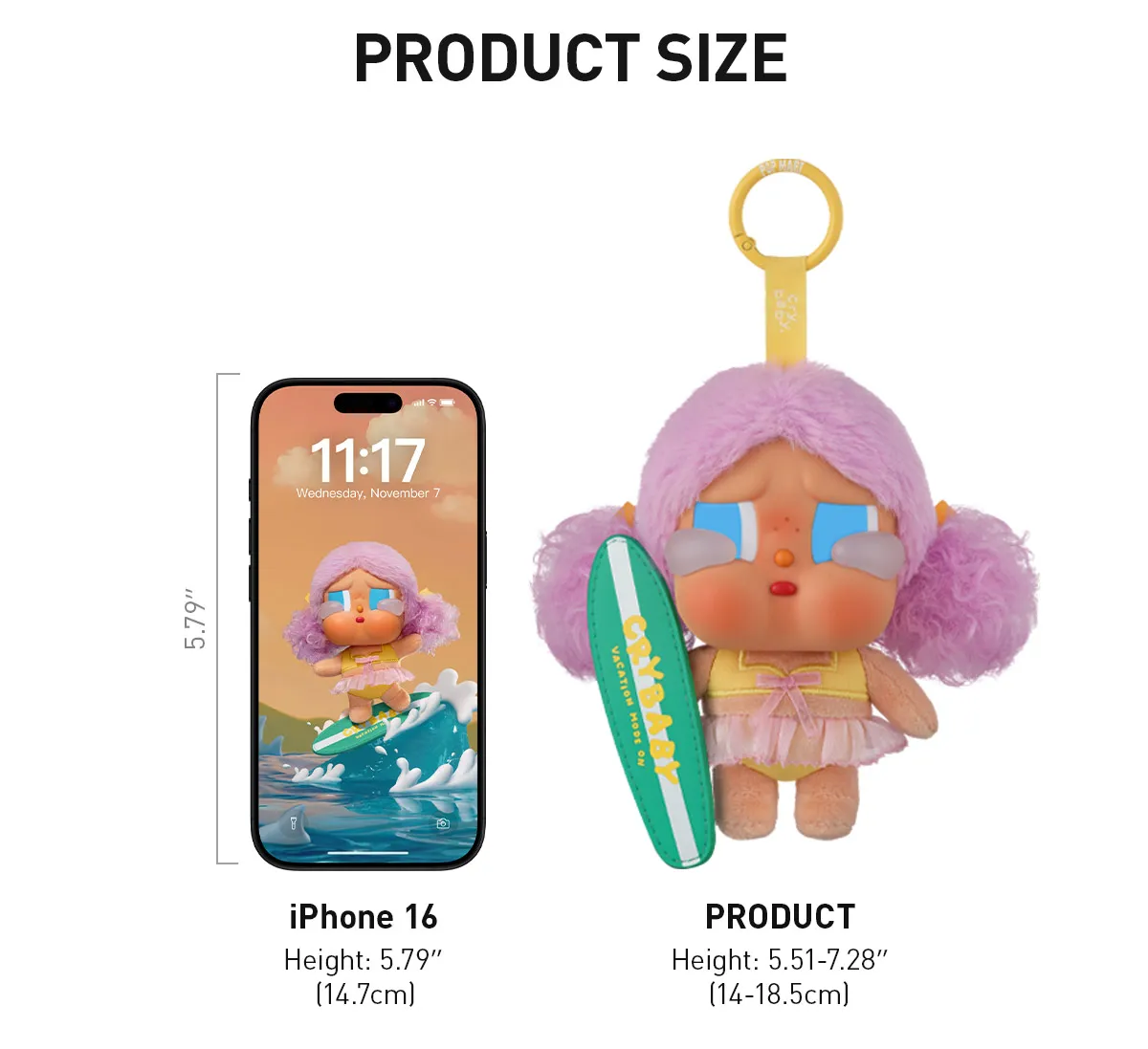 POP NOW:CRYBABY Vacation Mode On Series-Vinyl Plush Pendant Blind