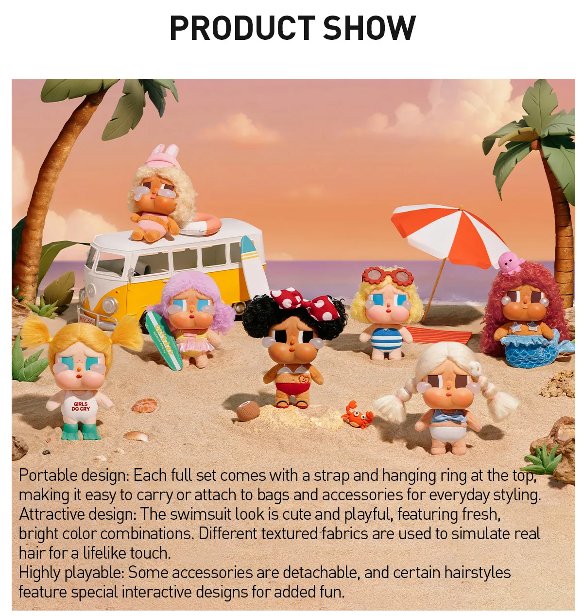 POP NOW:CRYBABY Vacation Mode On Series-Vinyl Plush Pendant Blind