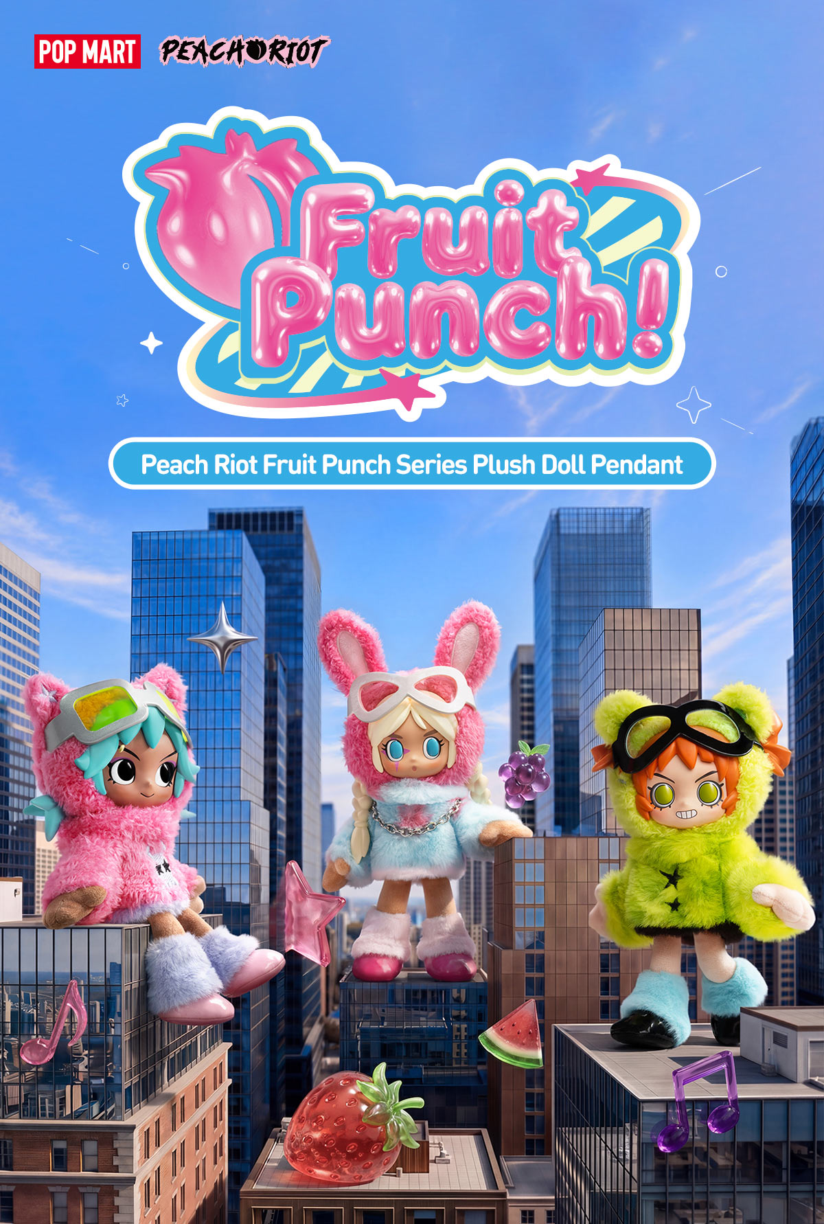 Peach Riot Fruit Punch Series Plush Doll Pendant - POP MART
