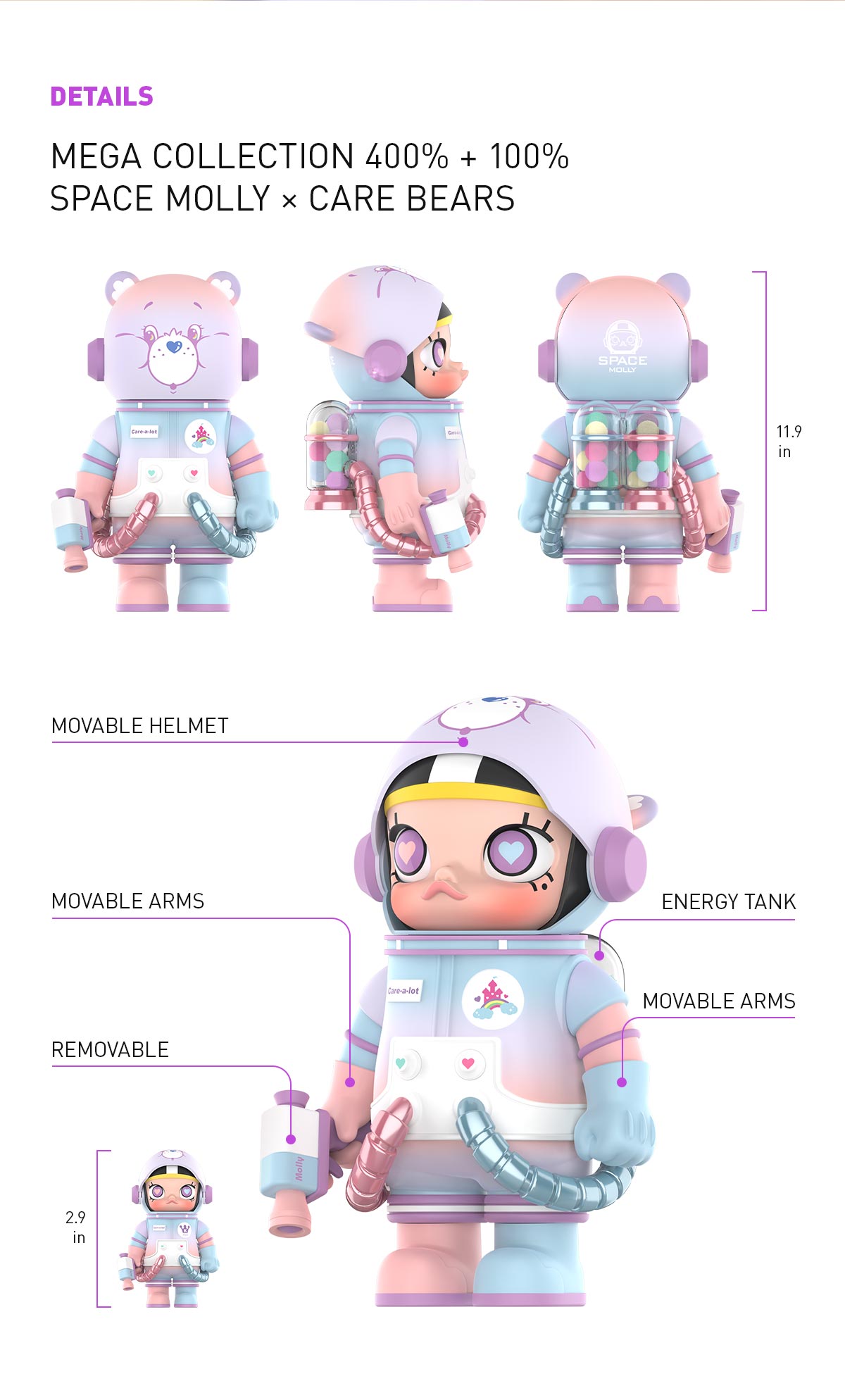 MEGA COLLECTION 400%+100% SPACE MOLLY × Care Bears-Care-a-lot Bear