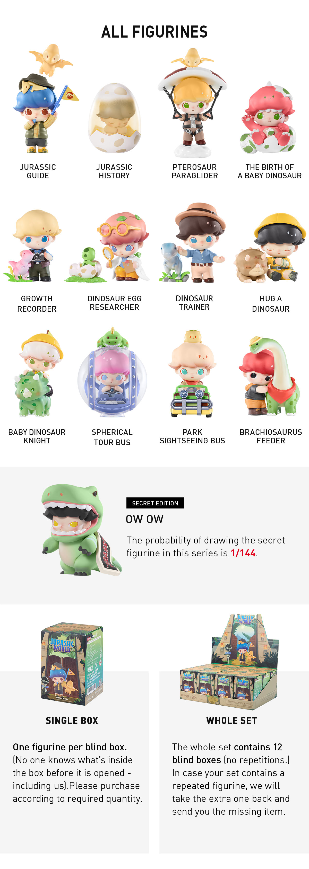 貴重‼️ 美品　POPMART DIMOO× JURASSICWORLD コラボ Pop Mart Dimoo Jurassic World Series Mini Figure Dinosaur